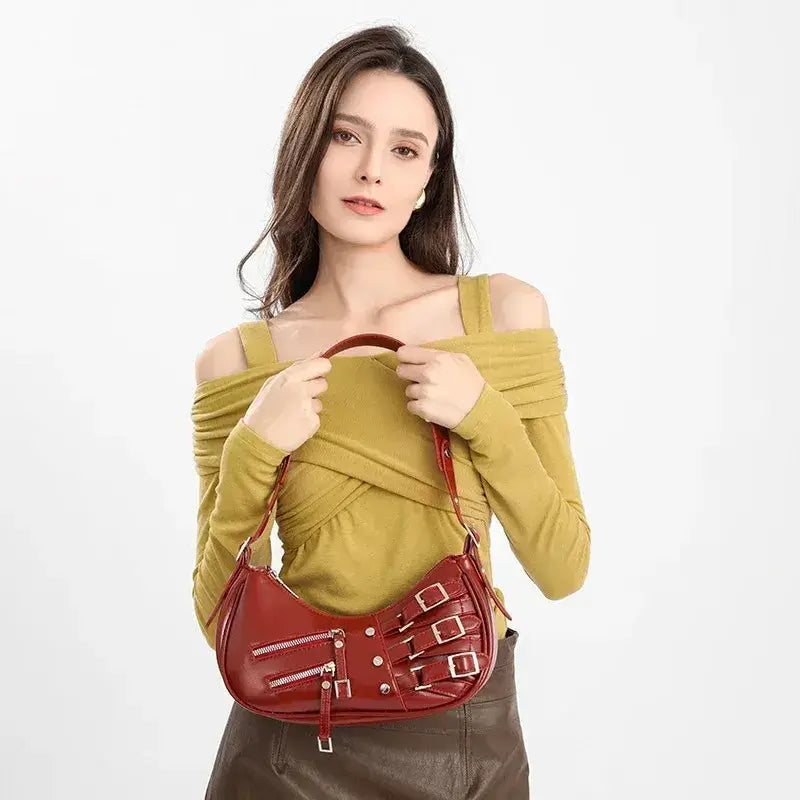 Bolsa Baguete de Couro Vermelho Stella
