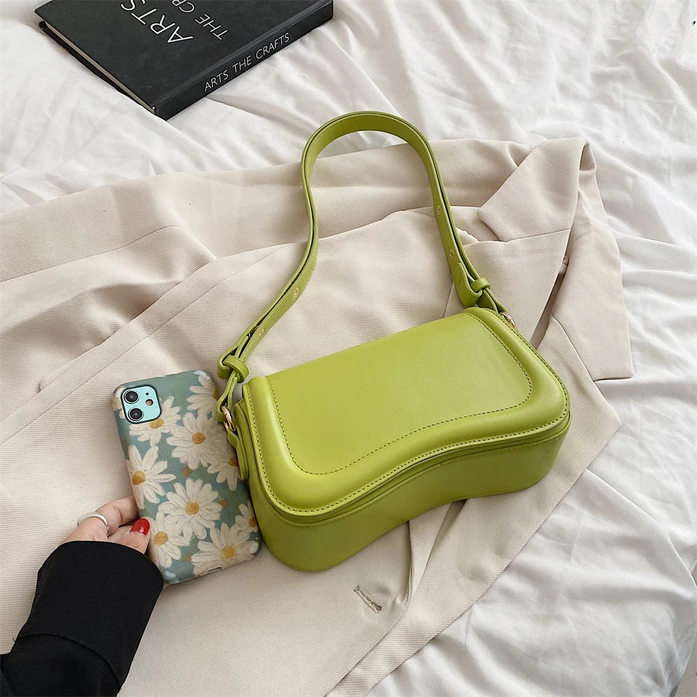 Bolsa Baguete de Couro Abigail Verde