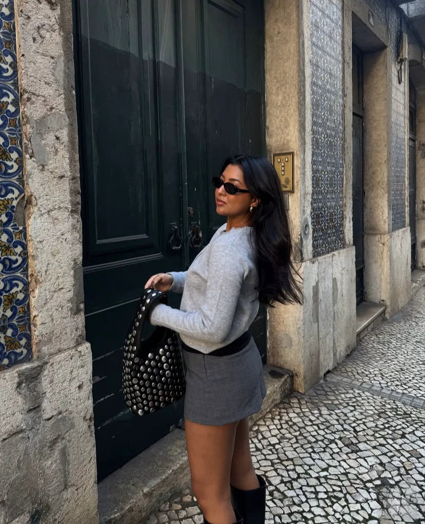 Bolsa Bucket com Rebites Seeren Preto