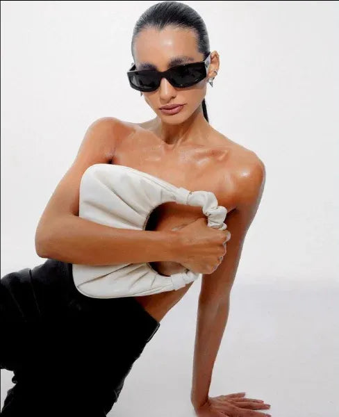 Bolsa Hobo Plissada Nila Branca