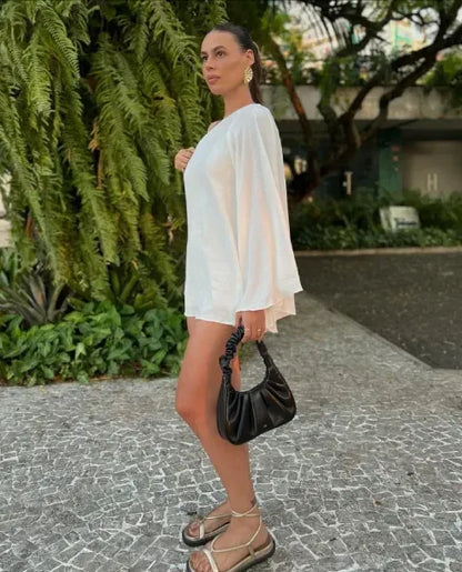 Bolsa Hobo Plissada Nila Preta