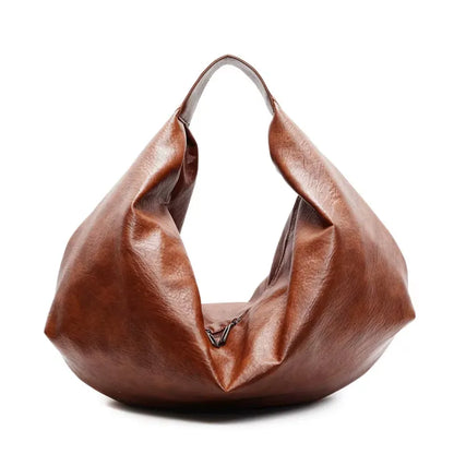 Bolsa Hobo de Couro Catto Marrom