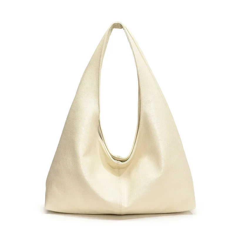 Bolsa Hobo de Couro Graça Bege