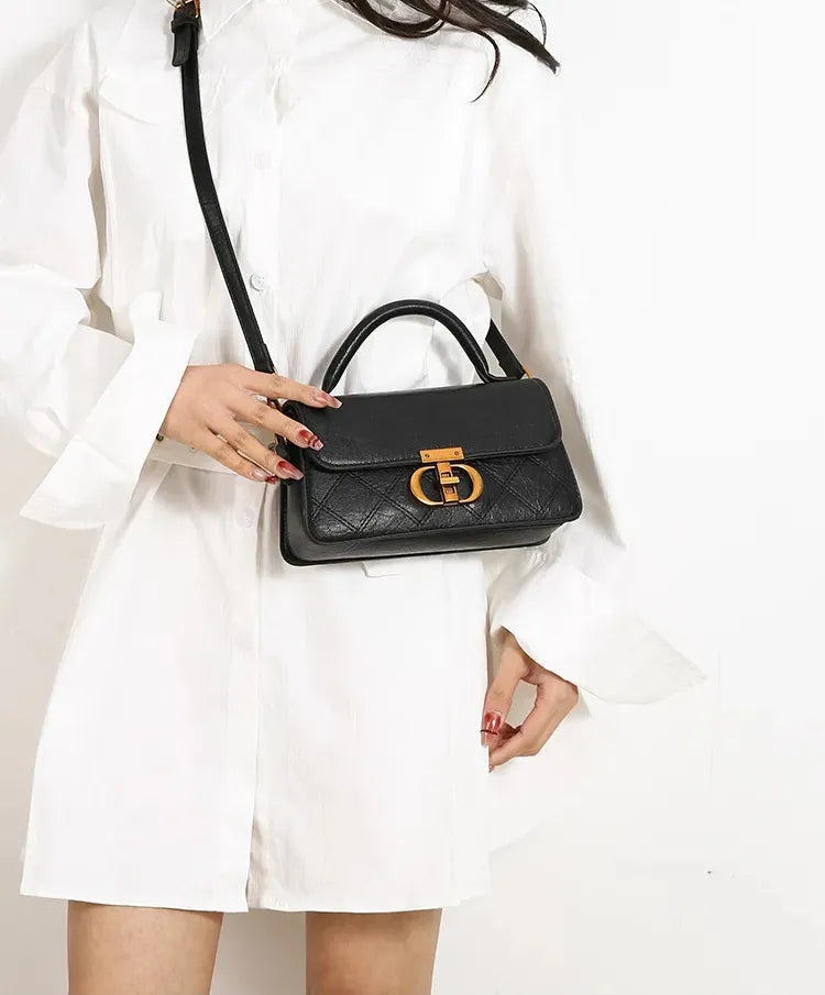 Bolsa Satchel de Couro Fern Preto