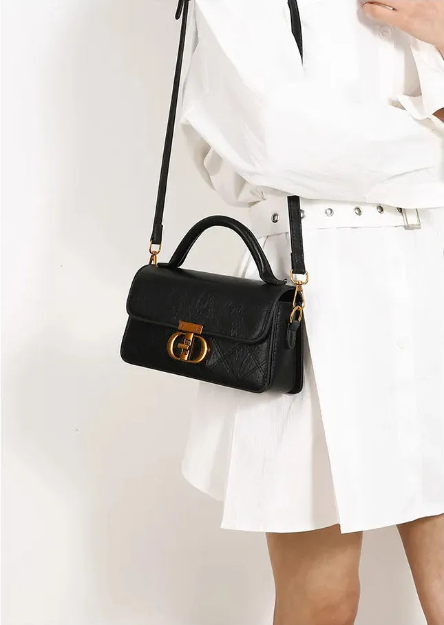 Bolsa Satchel de Couro Fern Preto