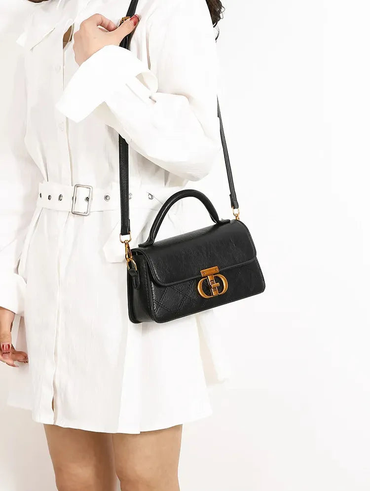Bolsa Satchel de Couro Fern Preto