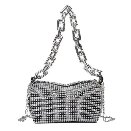 Bolsa Strass com Corrente Manon Prata