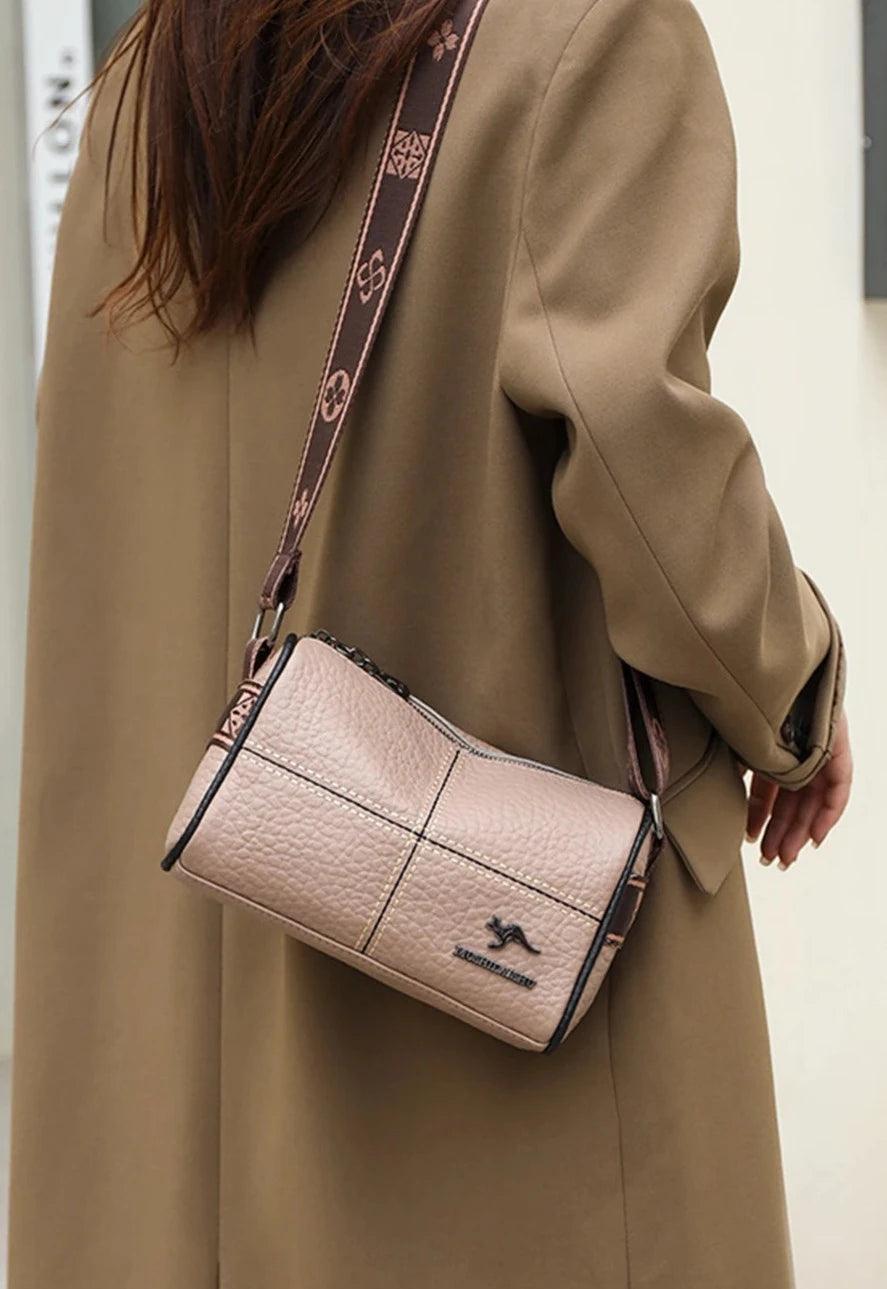 Bolsa Tiracolo de Couro Mush Bege