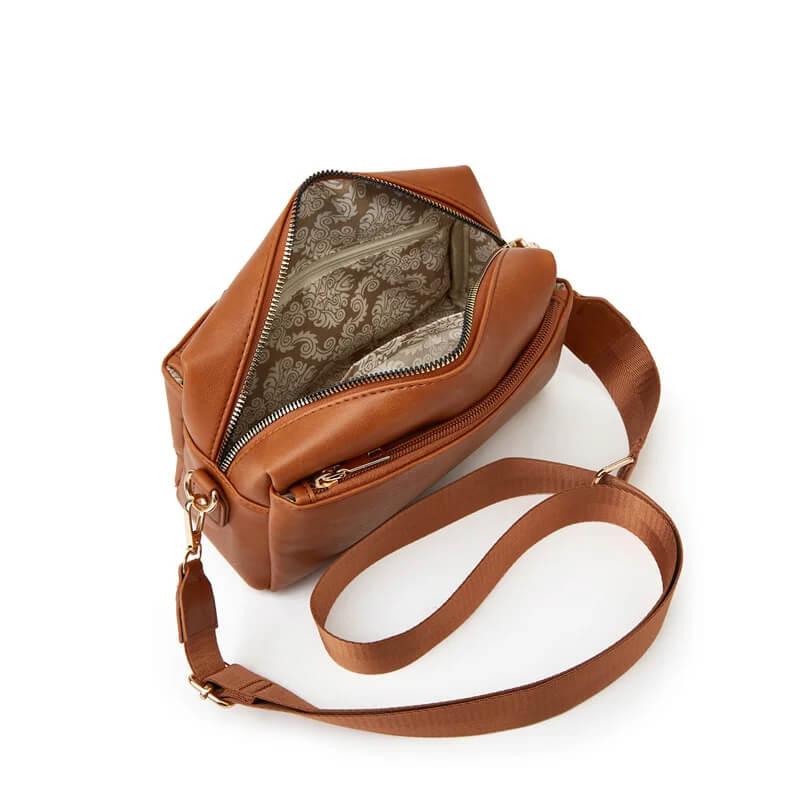 Bolsa Tiracolo de Couro Sarah Marrom