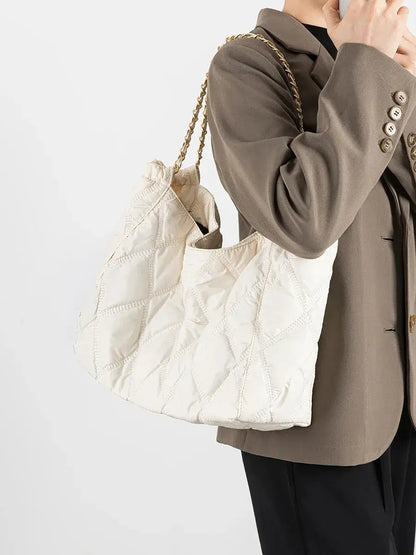 Bolsa Tote Acolchoada Celeste Branco
