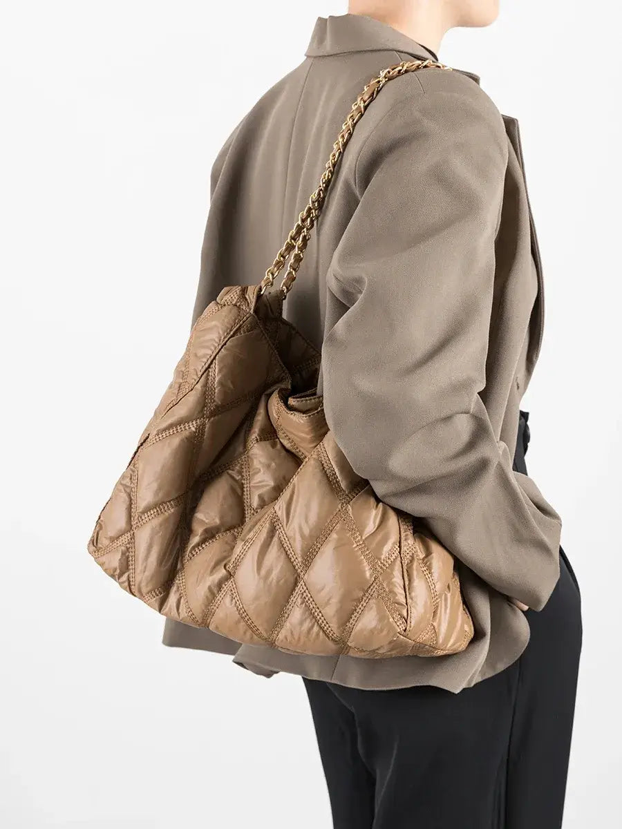Bolsa Tote Acolchoada Celeste Marrom