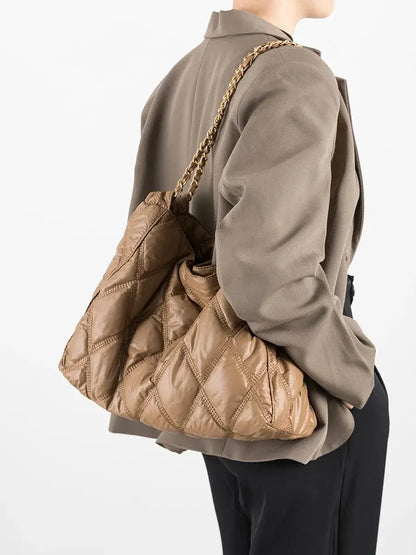 Bolsa Tote Acolchoada Celeste Marrom