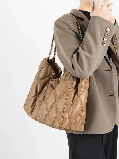Bolsa Tote Acolchoada Celeste Marrom