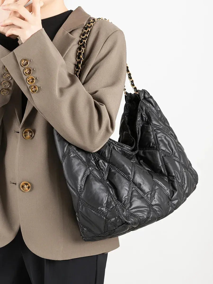 Bolsa Tote Acolchoada Celeste Preto