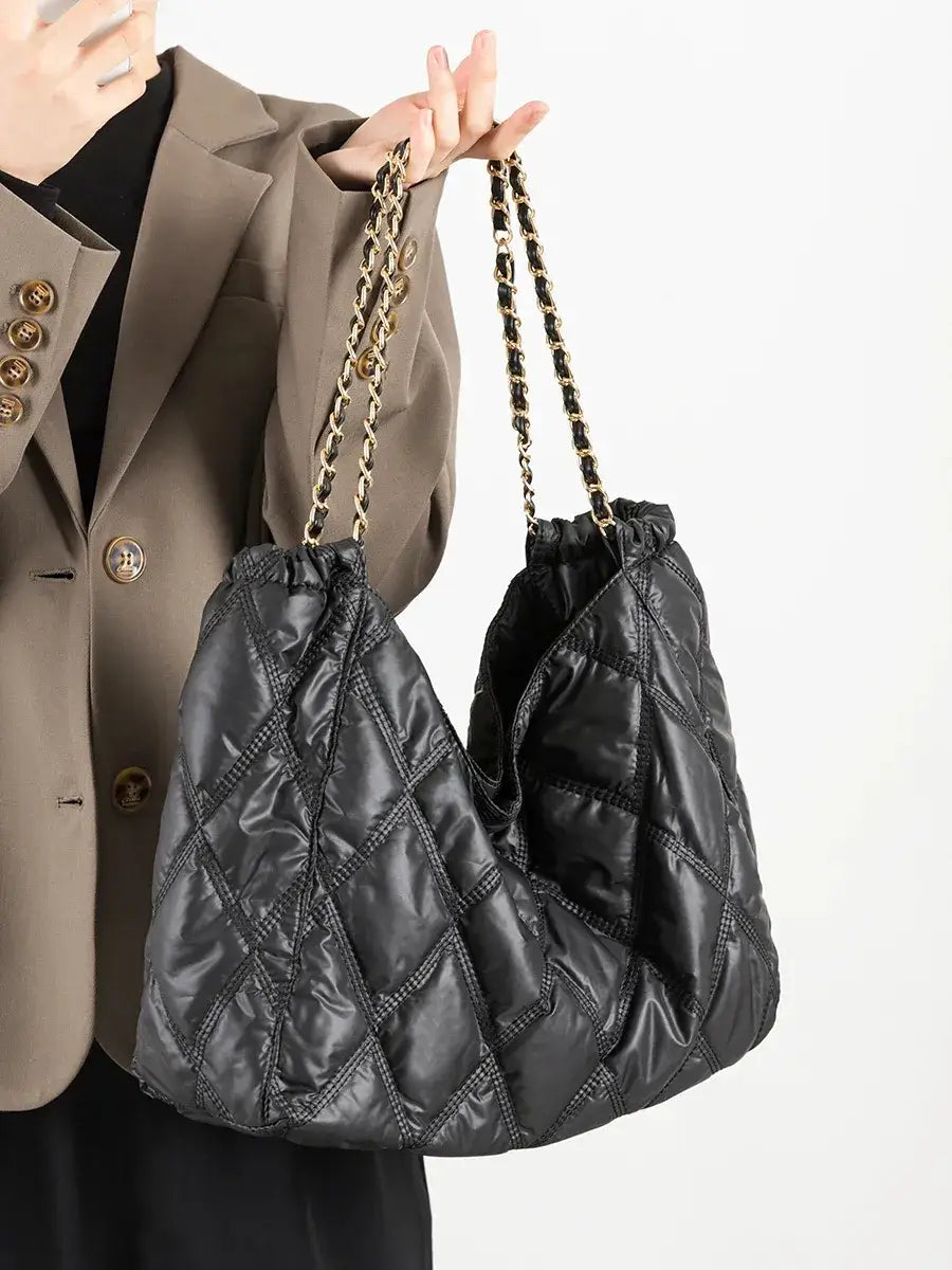 Bolsa Tote Acolchoada Celeste Preto