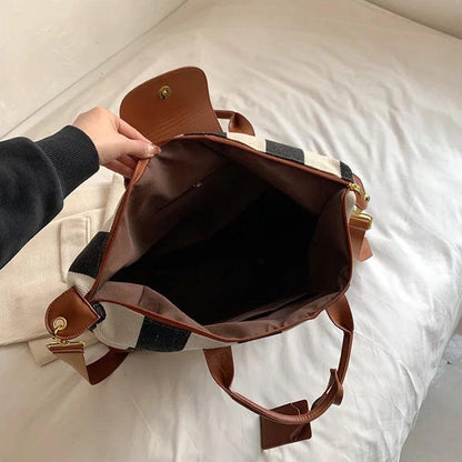 Bolsa Tote Listrada Prestige Marrom