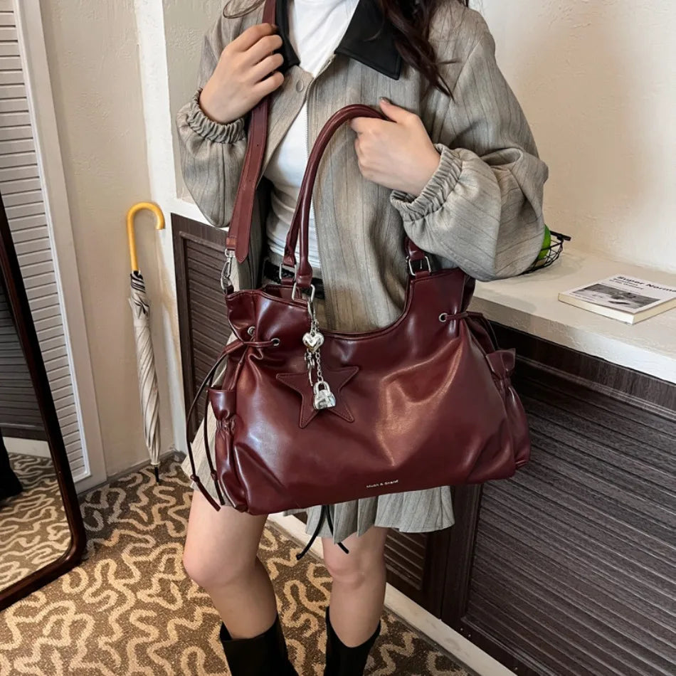 Bolsa Tote de Couro Serenata Vinho
