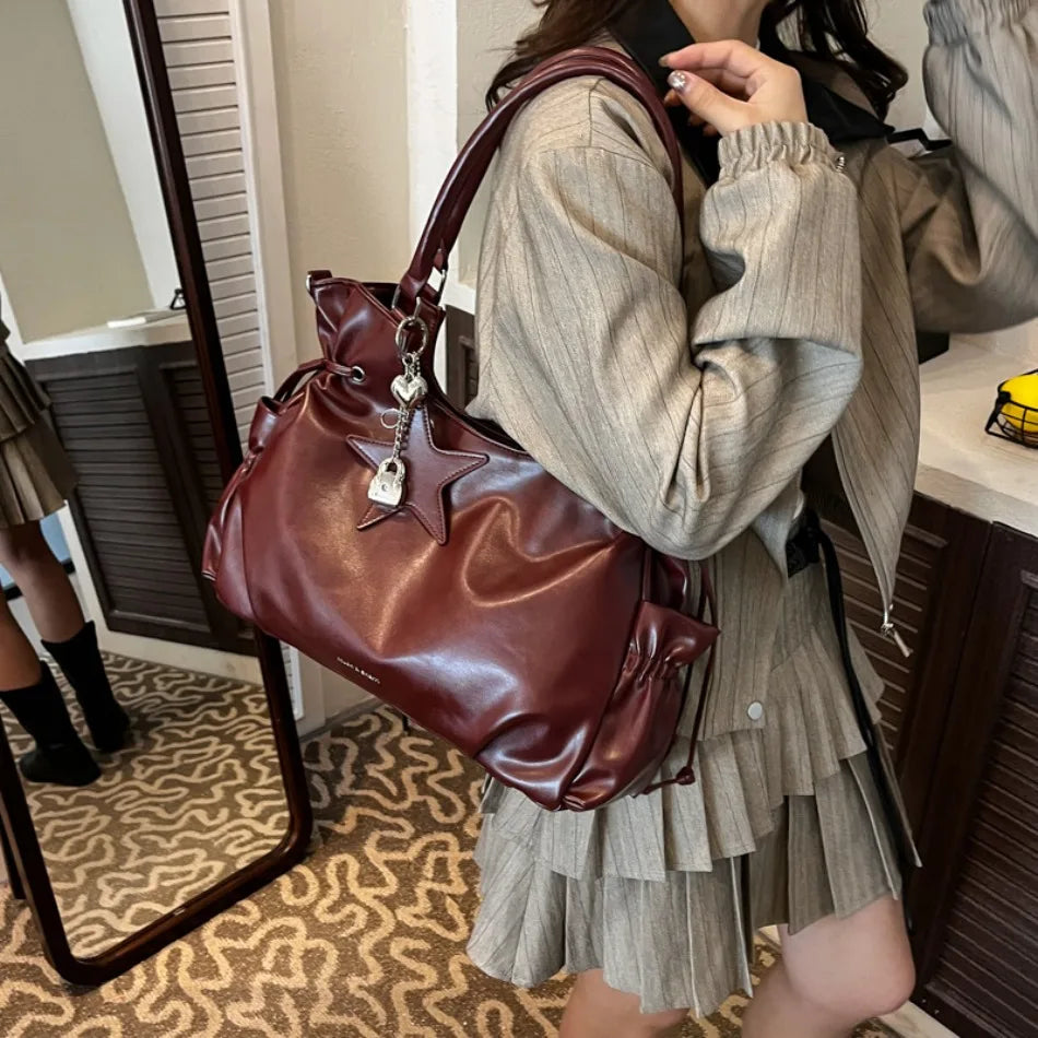 Bolsa Tote de Couro Serenata Vinho