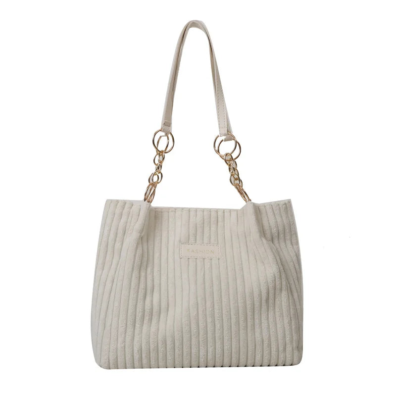 Bolsa de Ombro Veludo Riyara Branco