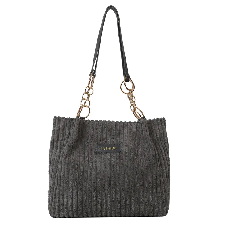 Bolsa de Ombro Veludo Riyara Cinza
