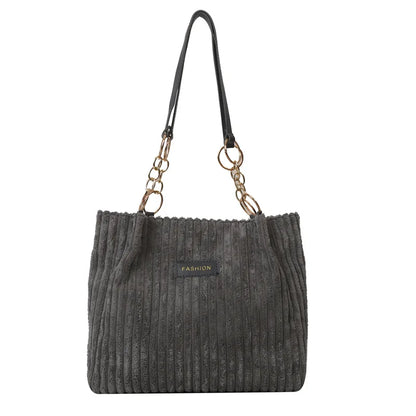Bolsa de Ombro Veludo Riyara Cinza