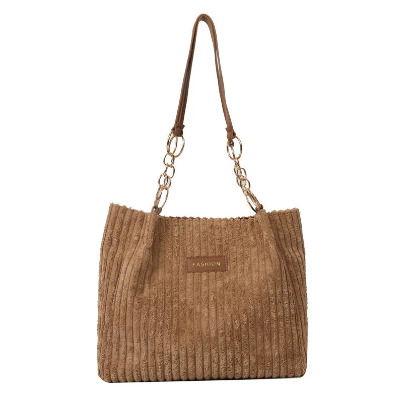 Bolsa de Ombro Veludo Riyara Marrom