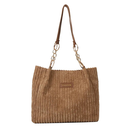Bolsa de Ombro Veludo Riyara Marrom