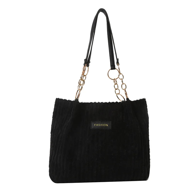 Bolsa de Ombro Veludo Riyara Preto