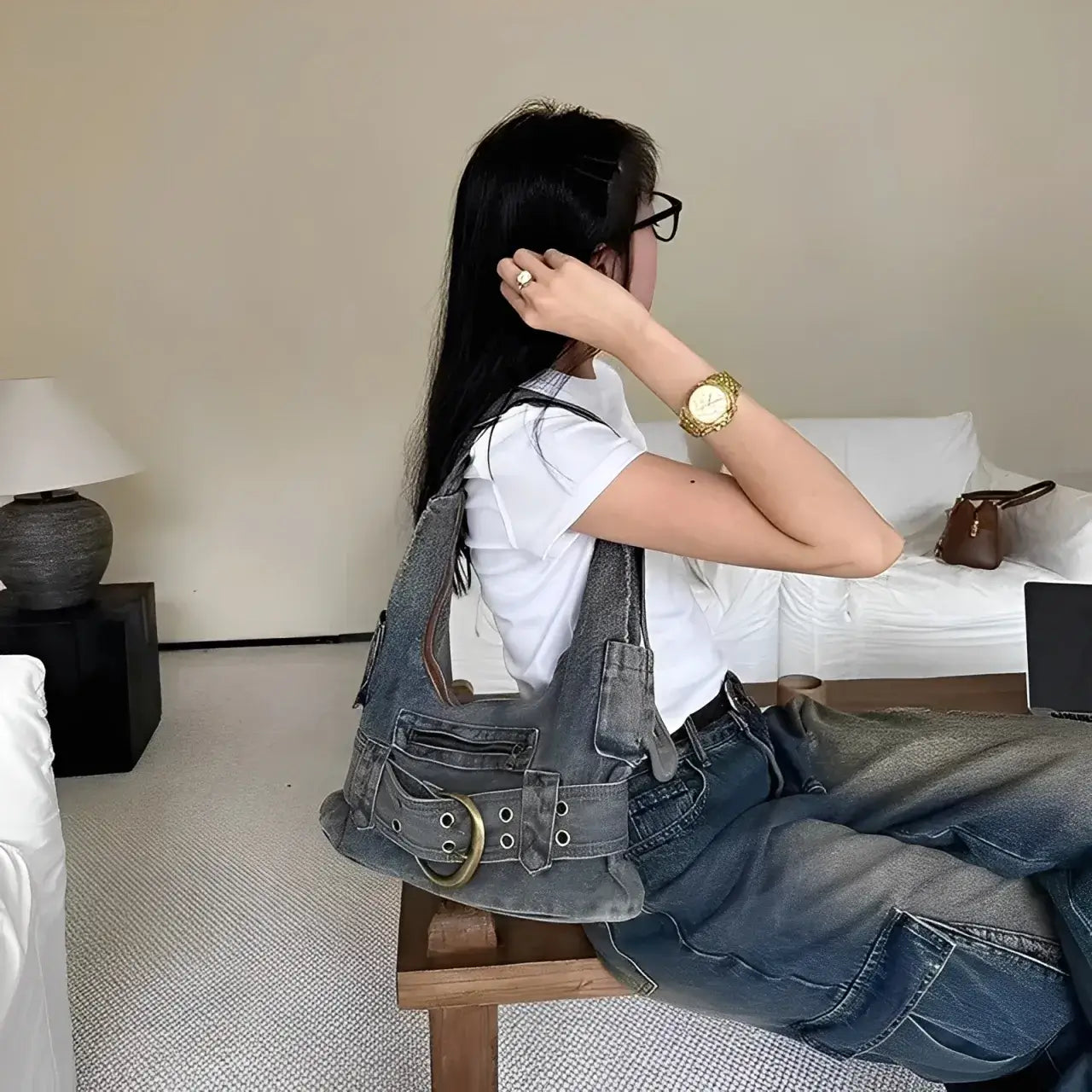 Bolsa de Ombro Vintage Jeans Khari