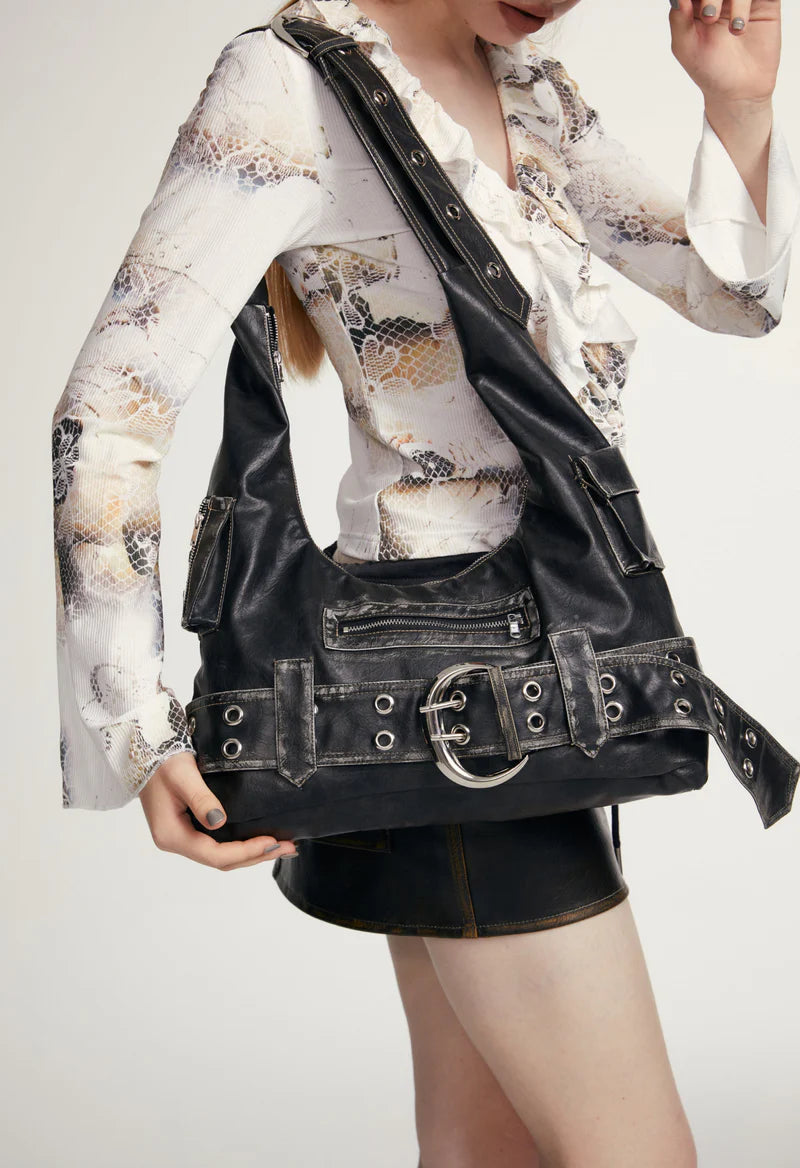 Bolsa de Ombro Vintage Preto Khari