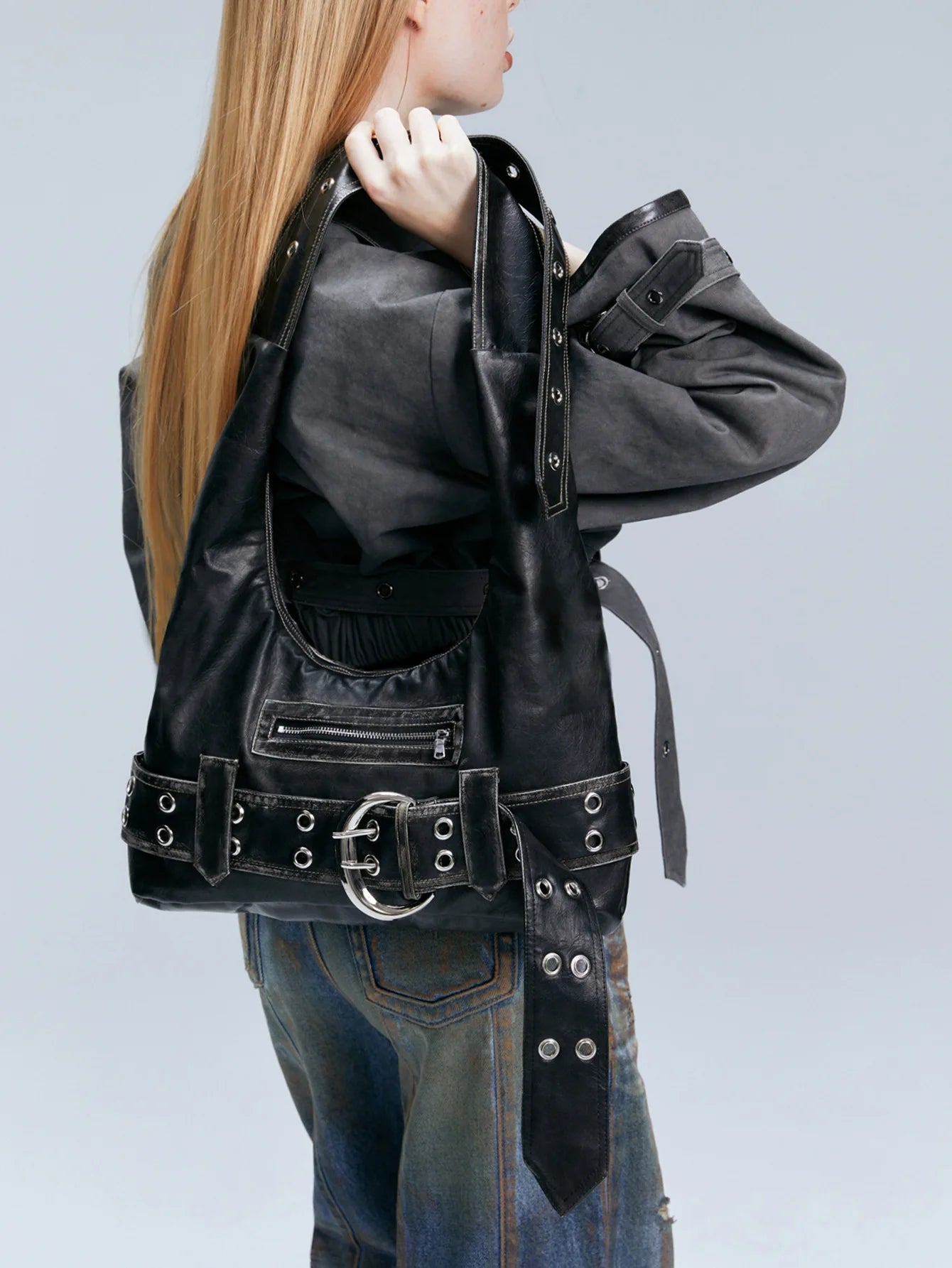 Bolsa de Ombro Vintage preto Khari