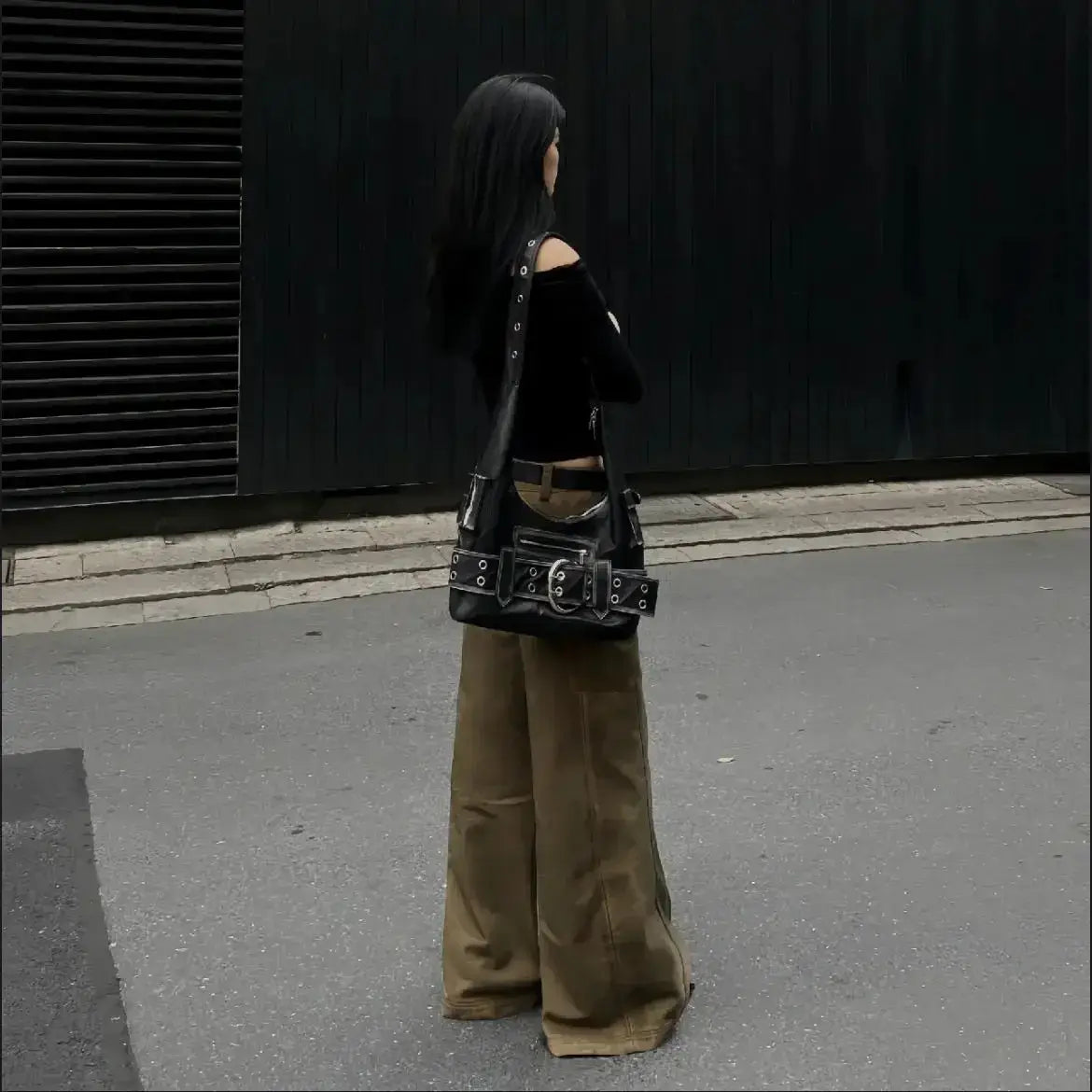 Bolsa de Ombro Vintage Preto Khari