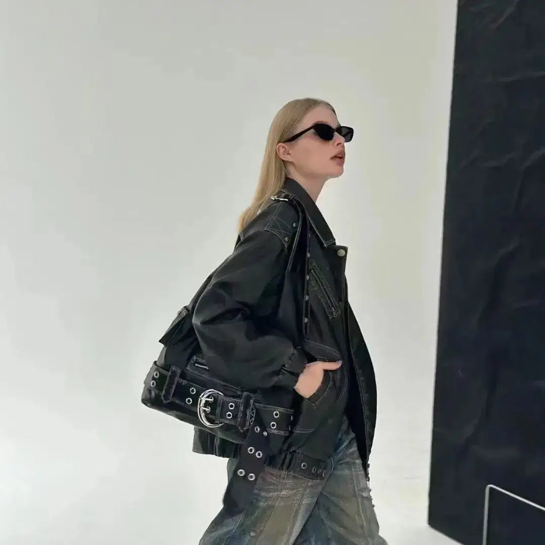 Bolsa de Ombro Vintage preto Khari