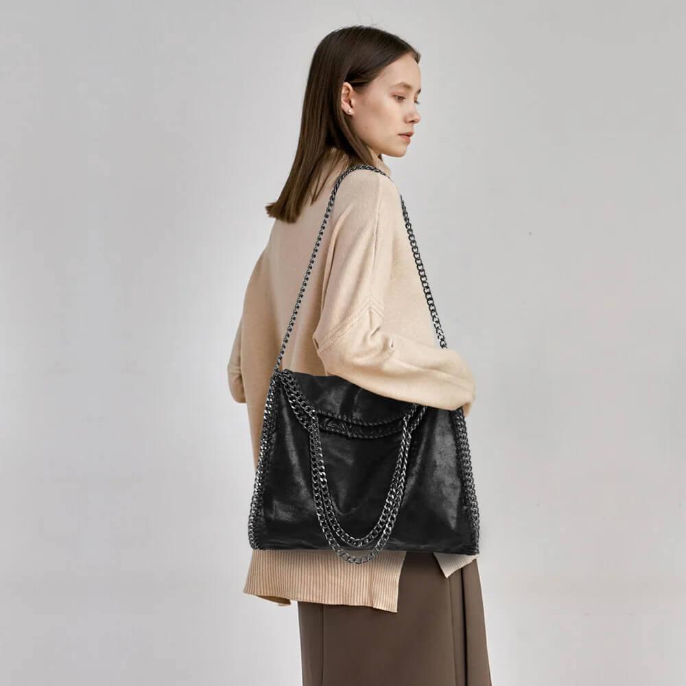Bolsa de Ombro com Corrente D'Luna Preto