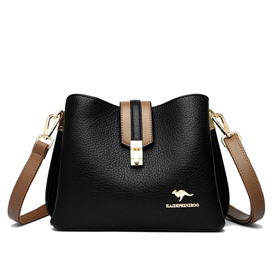 Bolsa de Ombro em Couro Kaidi Preto