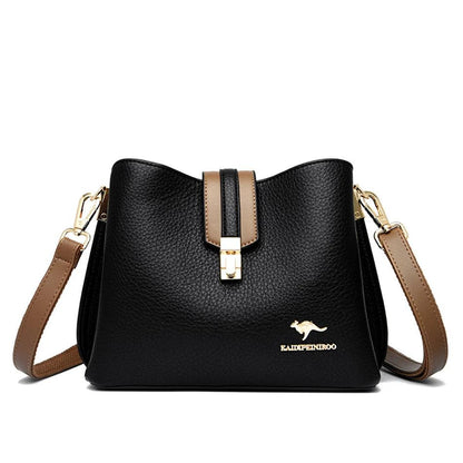 Bolsa de Ombro em Couro Kaidi Preto