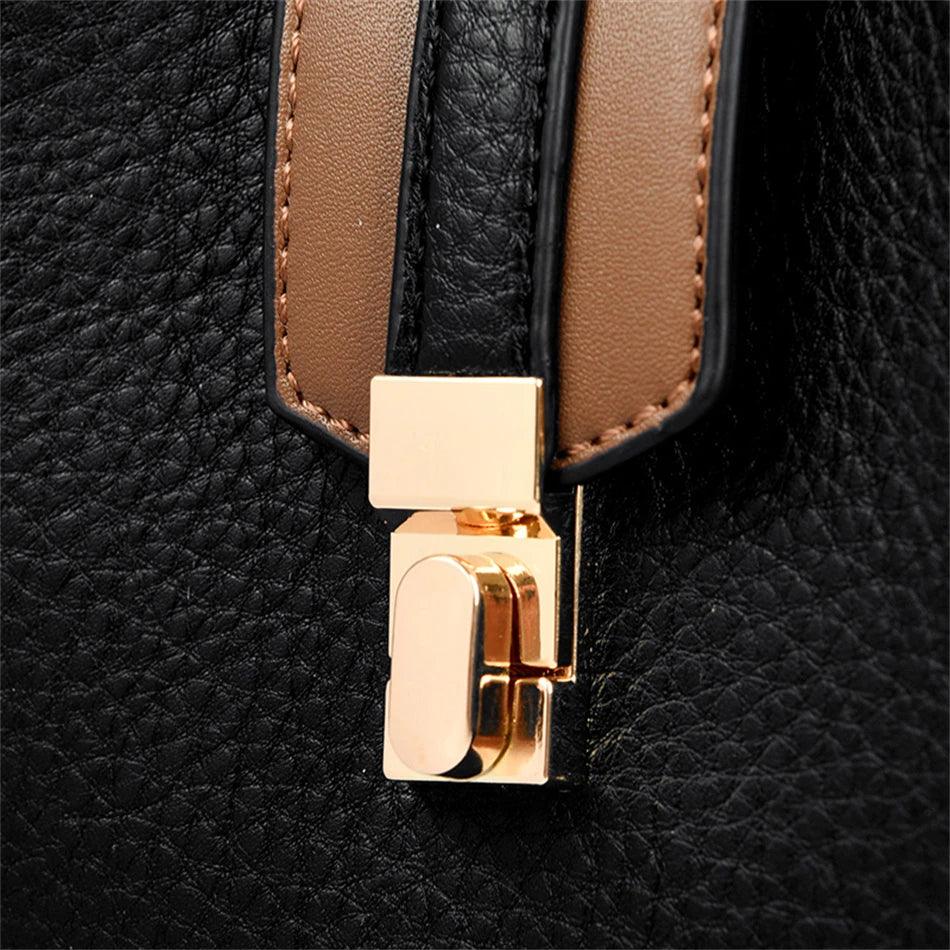 Bolsa de Ombro em Couro Kaidi Preto