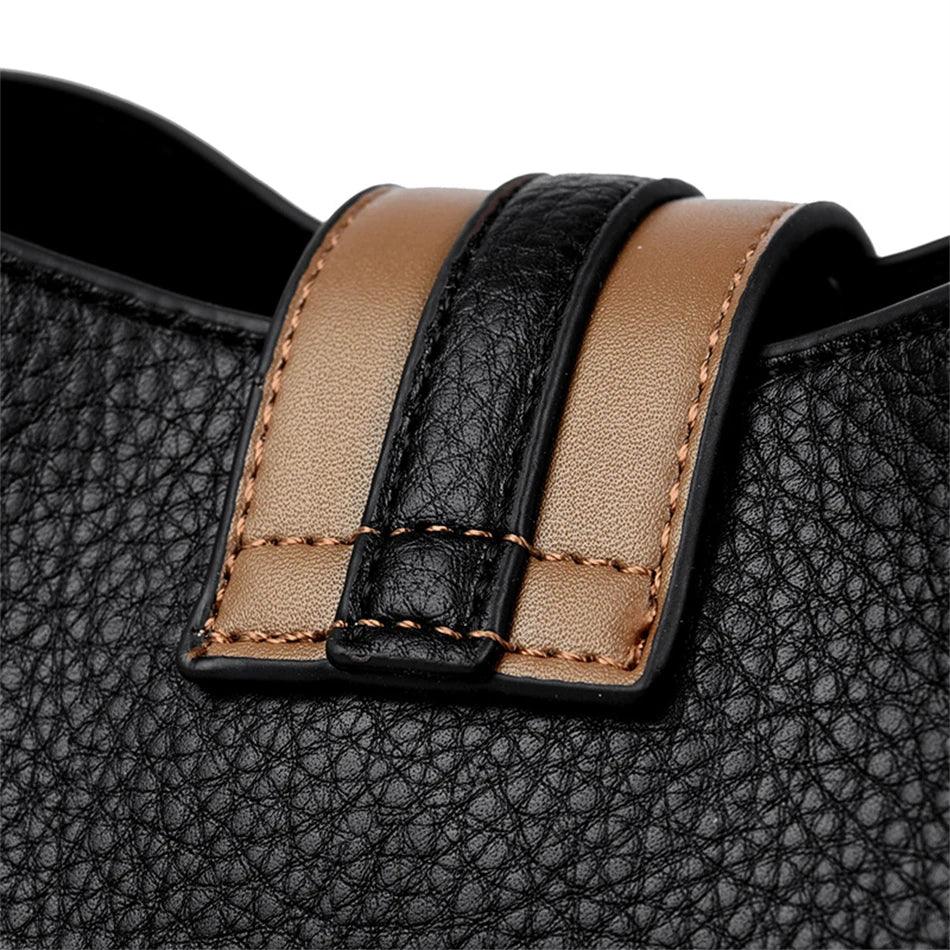Bolsa de Ombro em Couro Kaidi Preto