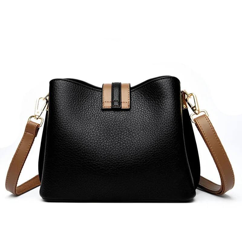 Bolsa de Ombro em Couro Kaidi Preto