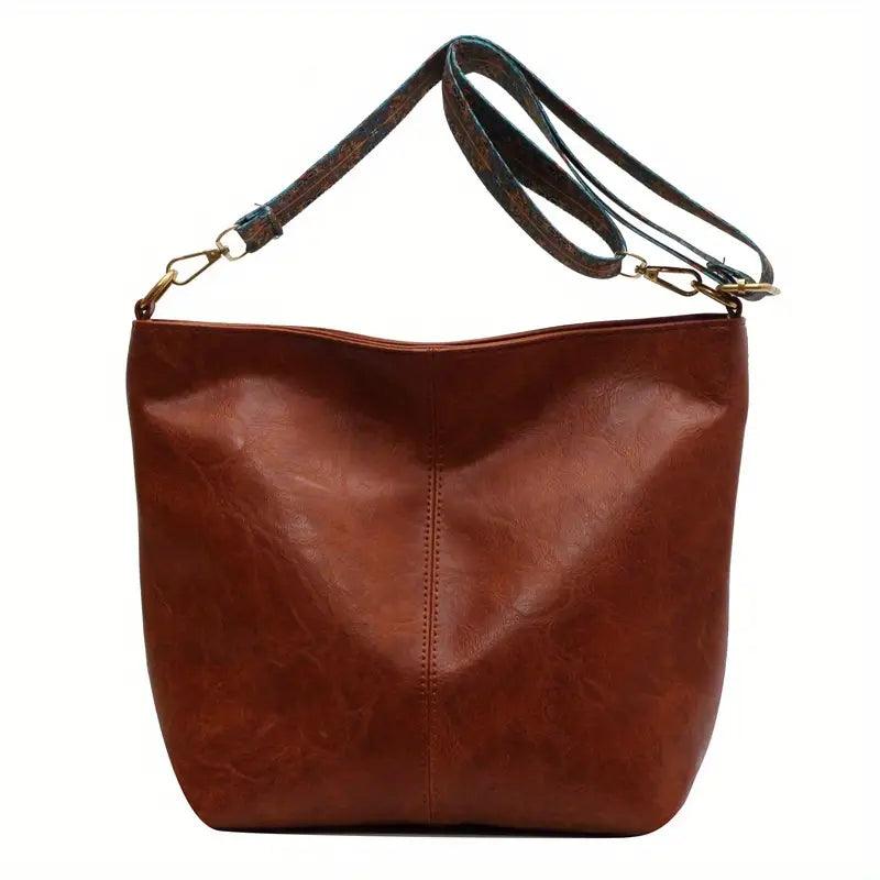 Bolsa de Ombro em Couro Lenc Marrom