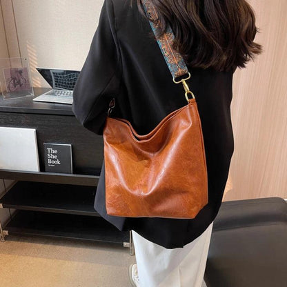 Bolsa de Ombro em Couro Lenc Marrom