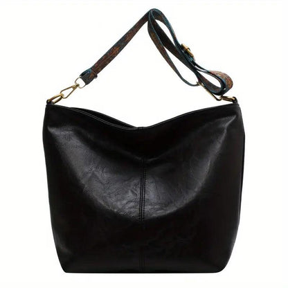 Bolsa de Ombro em Couro Lenc Preto