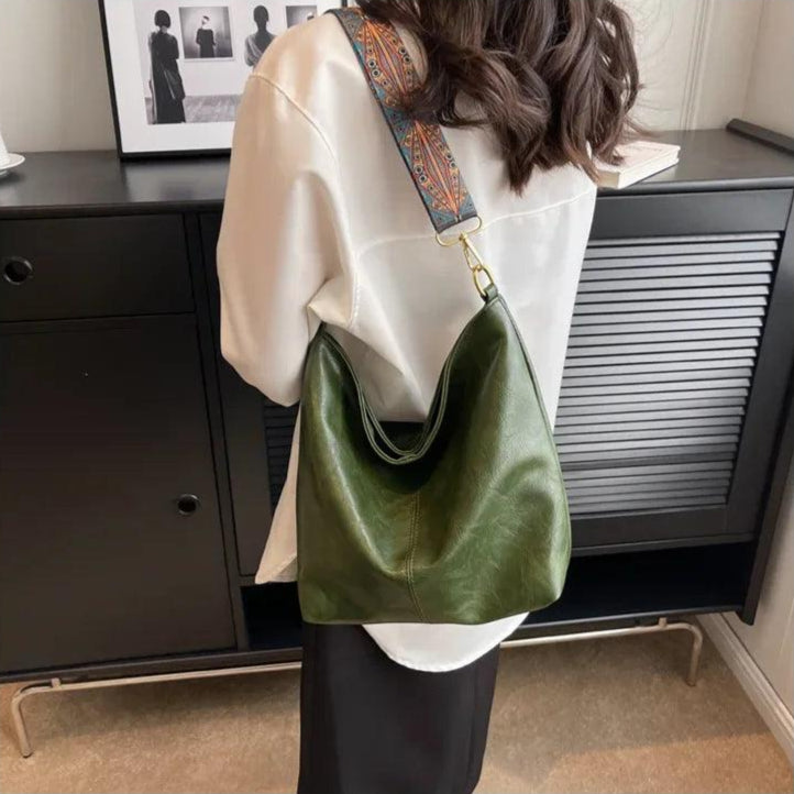 Bolsa de Ombro em Couro Lenc Verde