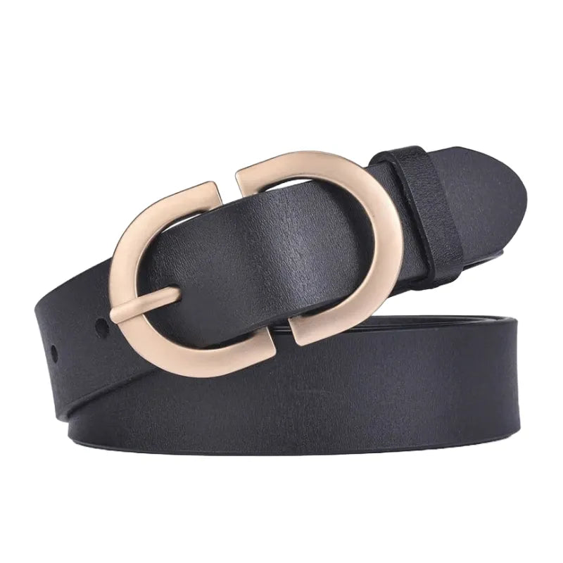 Cinto de Couro com Fivela Redonda preto