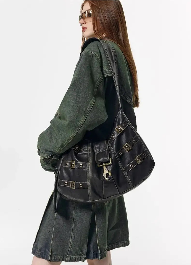 Bolsa de Ombro Vintage Preto Cassandra