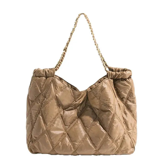 Bolsa Tote Acolchoada Celeste Marrom