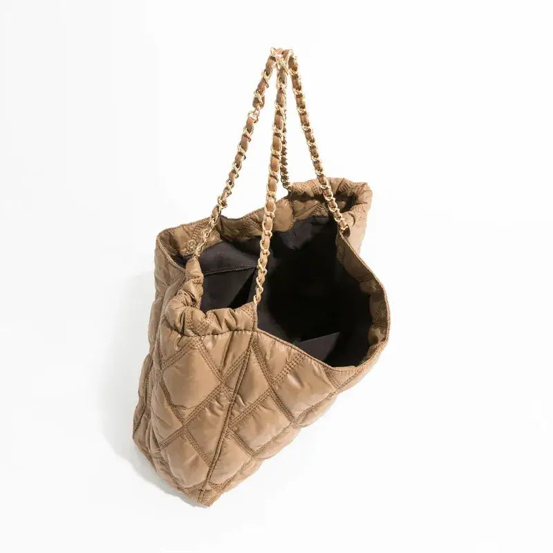 Bolsa Tote Acolchoada Celeste Marrom
