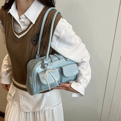 bolsa baguete vintage azul marinho hanna