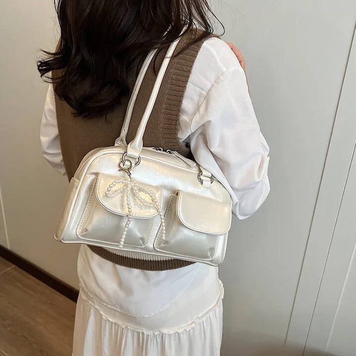 bolsa baguete vintage bege hanna