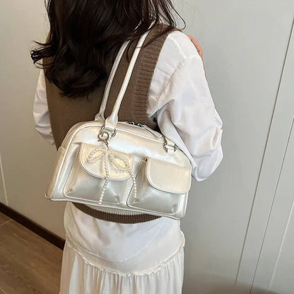 bolsa baguete vintage bege hanna